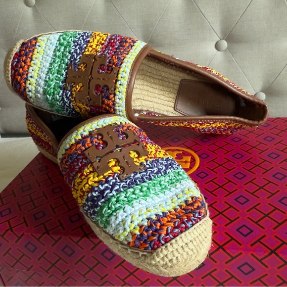 Tory Burch Everly Crochet Espadrilles Multicolor Flats Size 7.5 - Picture 10 of 12